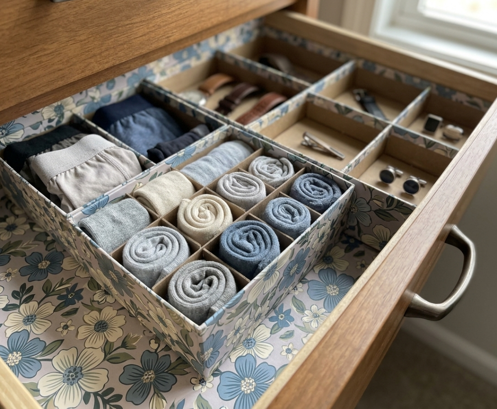 Cardboard Boxes as Drawer Organizers
