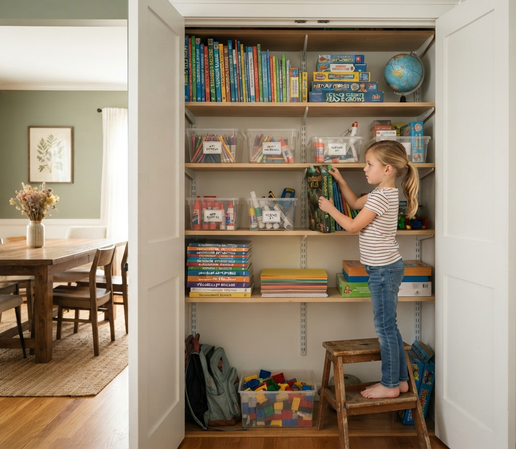 Create a "School Closet" for Easy Storage