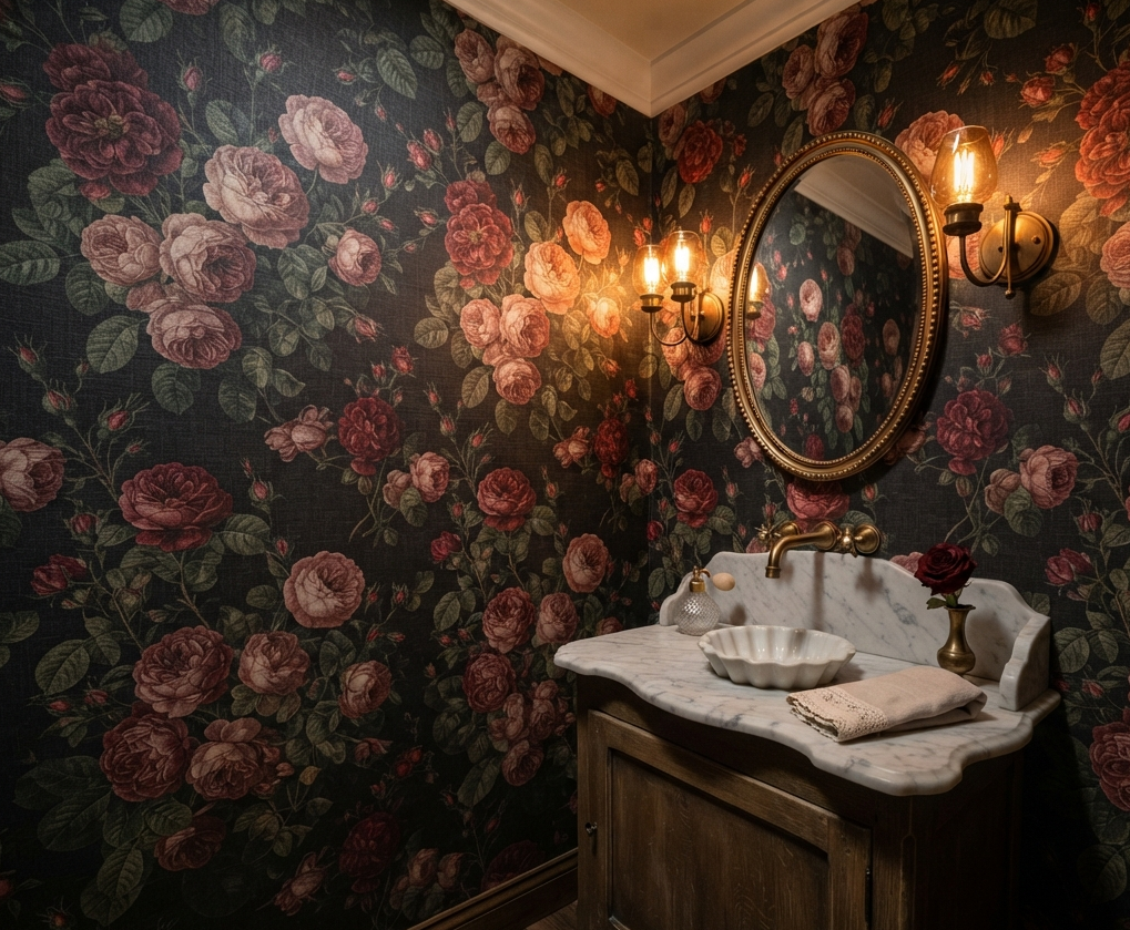 Go Bold with Wallpaper in Small Bathrooms