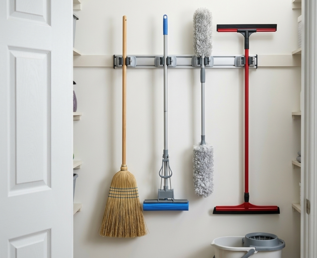 Hang Brooms and Mops on the Wall