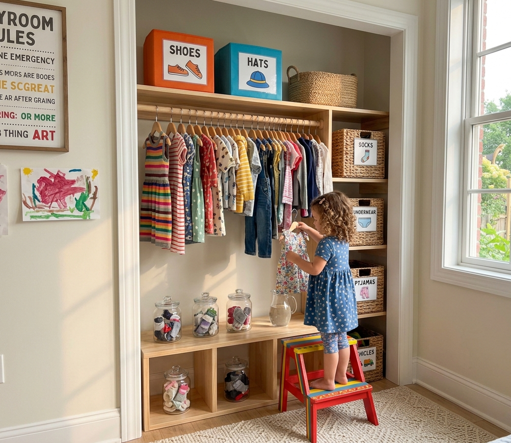  Install a Low Clothing Rod in the Closet