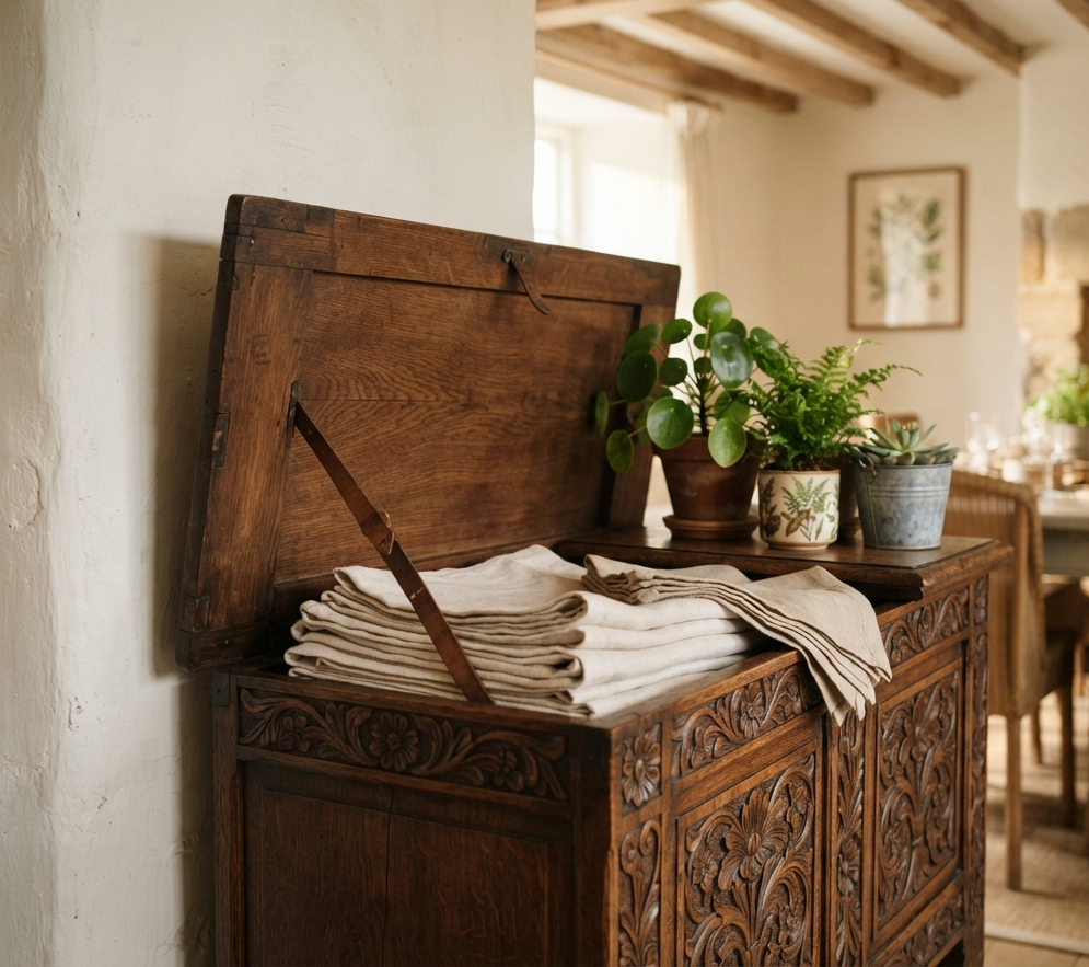 Store Table Linens in a Stylish Trunk