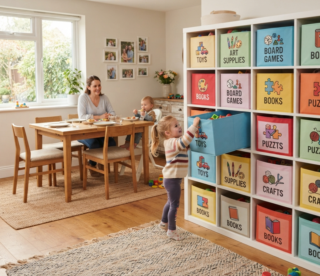 Use Fabric Bins for Kid-Friendly Storage