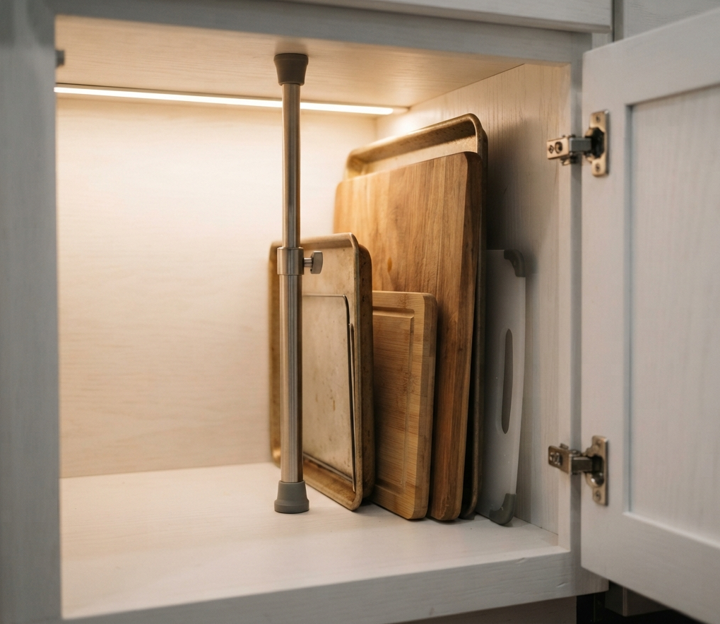 Use Tension Rods Inside Cabinets